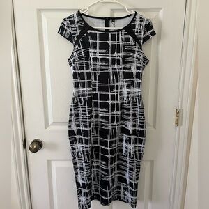 LunaJany Black and White Grid Pattern Sheath Dress